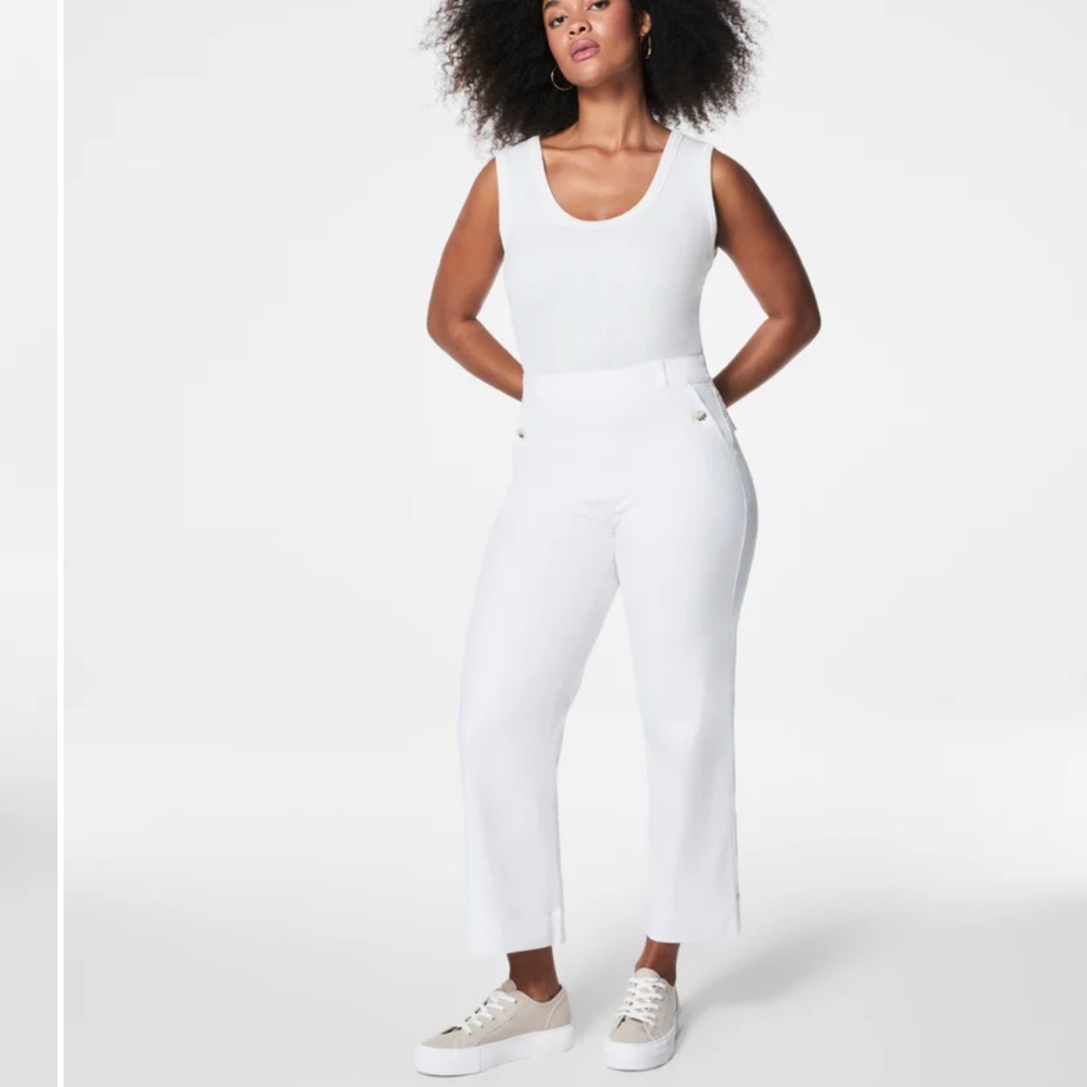 Spanx stretch twill crop pants.